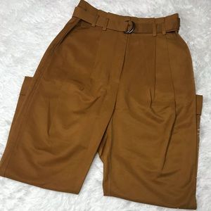 Elizabeth And James High Waist Paperbag Cuffed Belted Pants 8 Mustard